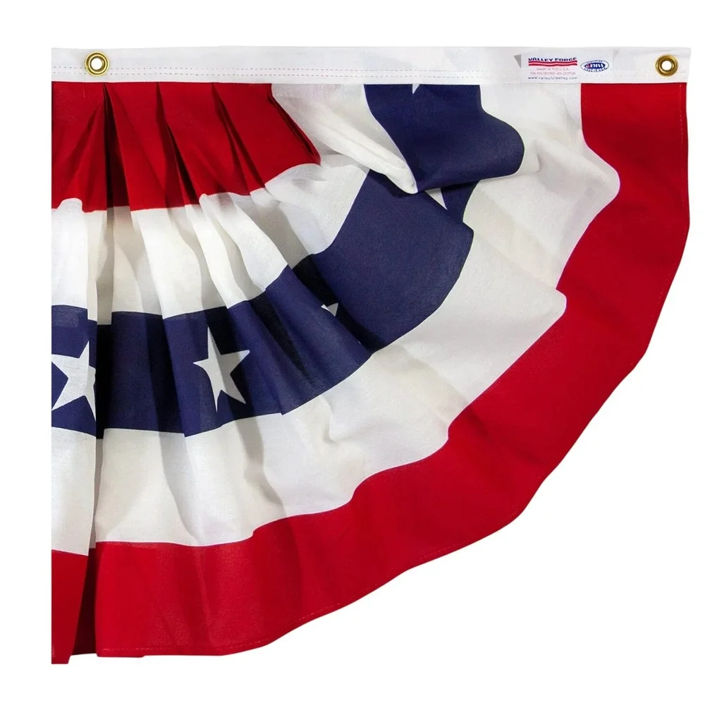Valley Forge American Fan Flag 1.5' x 3' Sentinel Stars & Stripes Bunting Brass